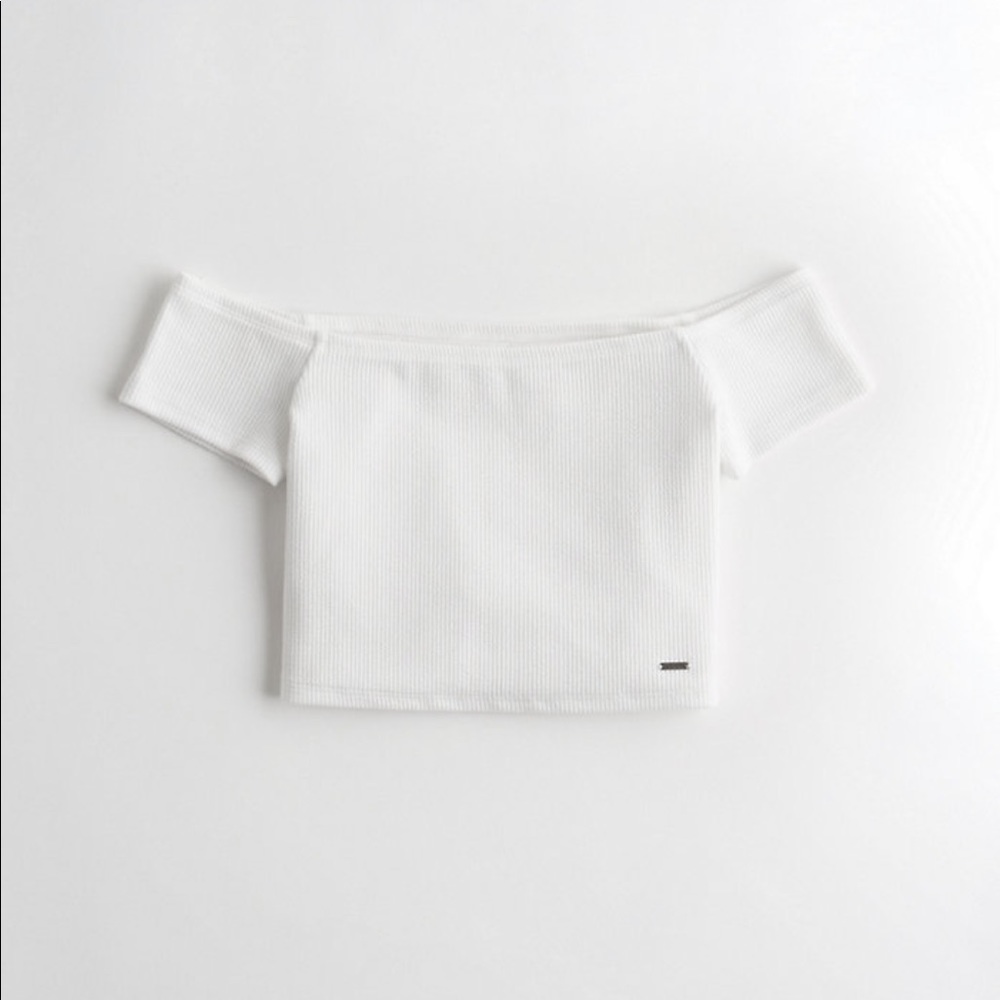 Hollister white off the shoulder crop top